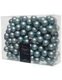 Buchetel 12 globuri din sticla misty blue mat 2.5cm cu sarmulita Decoris 2