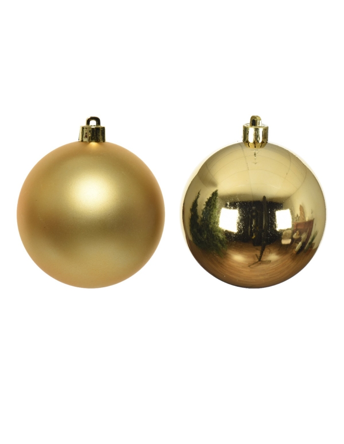 Set 16 globuri din sticla light gold matt + shiny 3.5cm Decoris