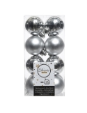 Set 16 globuri de Craciun shatterproof silver asortate 4cm Decoris