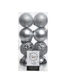 Set 16 globuri shatterproof silver asortate 6cm Decoris