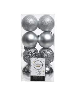 Set 16 globuri shatterproof silver asortate 6cm Decoris