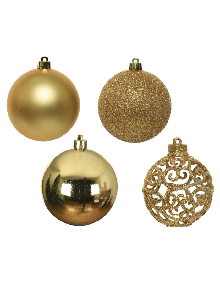 Set 16 globuri shatterproof gold asortate 6cm Decoris