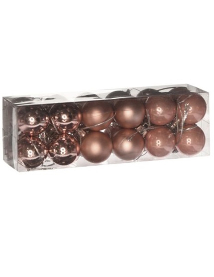 Set 24 globuri rose gold asortate, 3 modele 3cm
