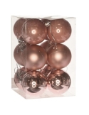 Set 12 globuri De Craciun rose gold asortate, 3 modele 6cm
