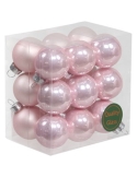 Set 18 globuri din sticla roz deschis mat+lucios 3cm