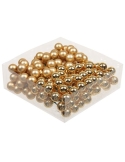Set 144 globuri din sticla auriu mat+lucios 2 cm cu sarma