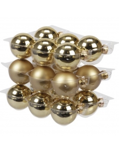 Set 18 globuri din sticla auriu mat + shiny 4cm