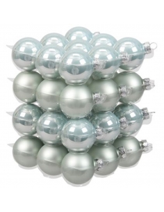 Set 36 globuri din sticla bleu mat + shiny 4cm