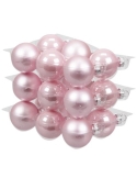 Set 18 globuri din sticla roz deschis mat + shiny 4cm