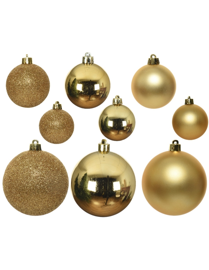 Set 30 globuri shatterproof gold asortate 4-6cm Decoris