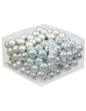 Set 144 globuri din sticla bleu mat+lucios 2.5 cm cu sarma