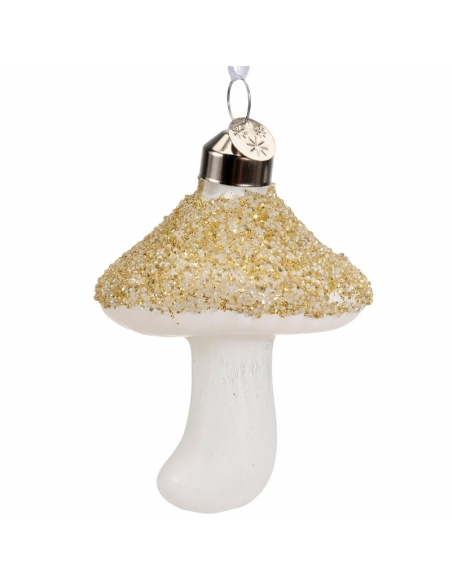 Figurina Craciun din sticla ghinda / ciuperca white / chocolate 8cm Decoris