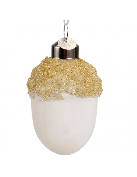 Figurina Craciun din sticla ghinda / ciuperca white / chocolate 8cm Decoris