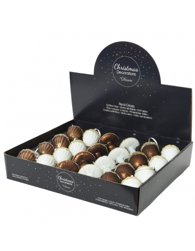 Figurina Craciun din sticla ghinda / ciuperca white / chocolate 8cm Decoris