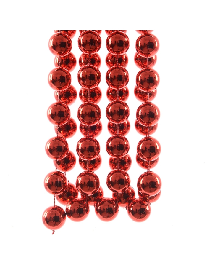 Sirag perle XXL shiny red, ghirlanda 2.7m*2cm Decoris