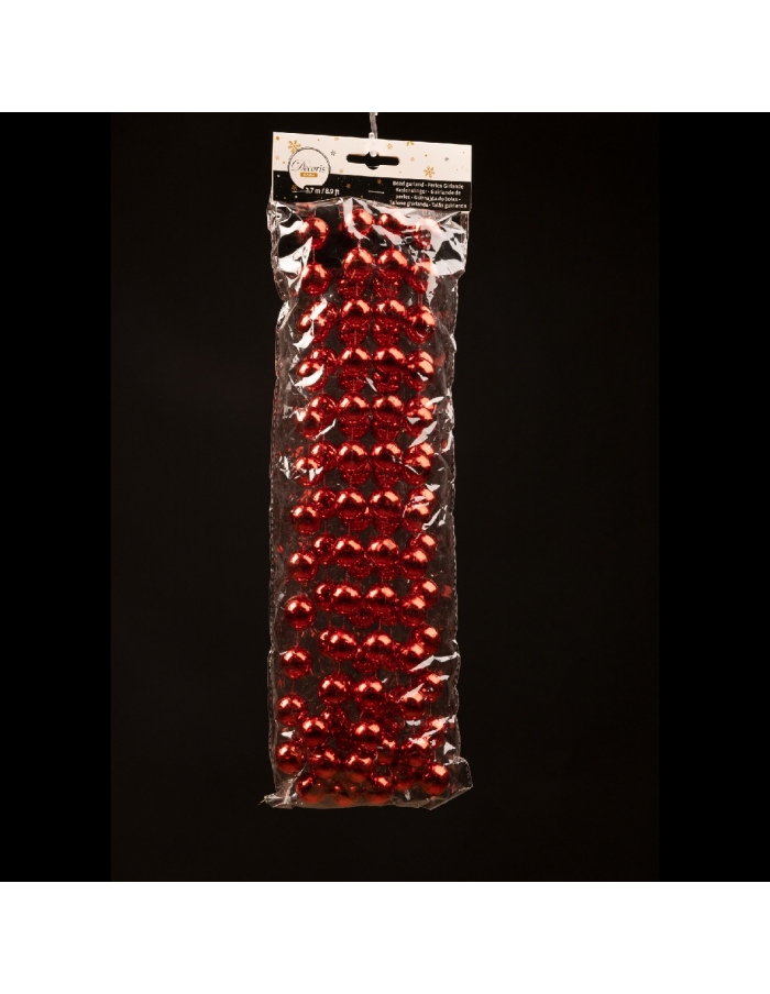 Sirag perle XXL shiny red, ghirlanda 2.7m*2cm Decoris