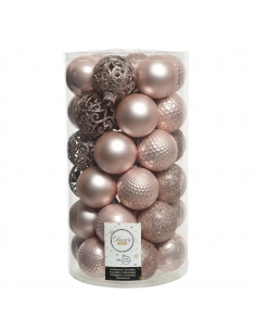Set 37 globuri blush pink matt, shiny, glitter 6cm Decoris