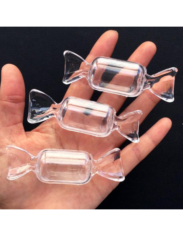 Bomboana Acrilica dreptunghiulara transparenta 8cm