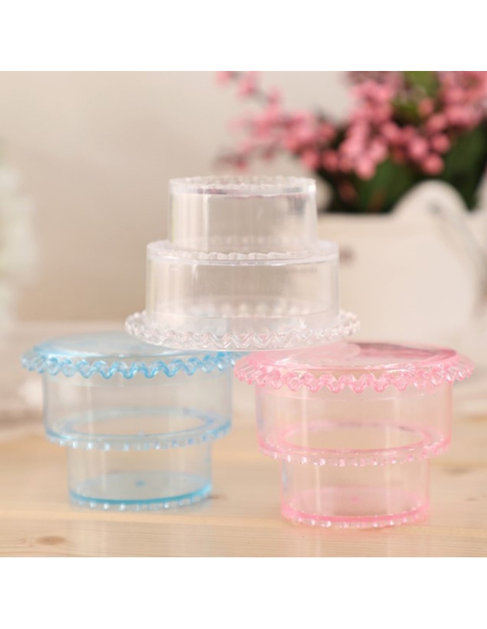 Marturie Botez Baietel Cutiuta acrilica tort etajat bleu 6.5cm