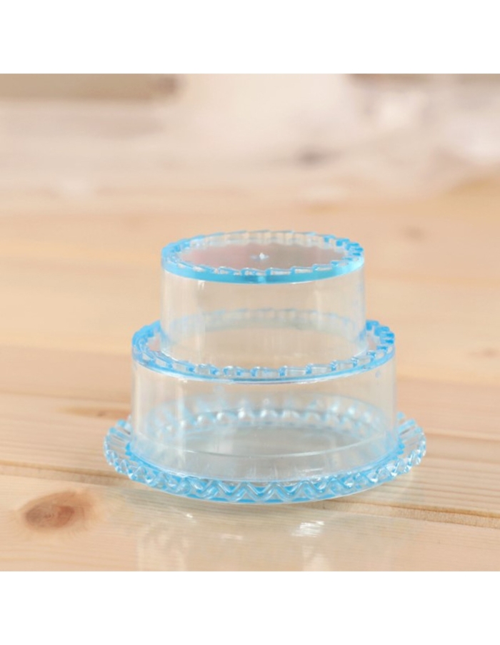 Marturie Botez Baietel Cutiuta acrilica tort etajat bleu 6.5cm