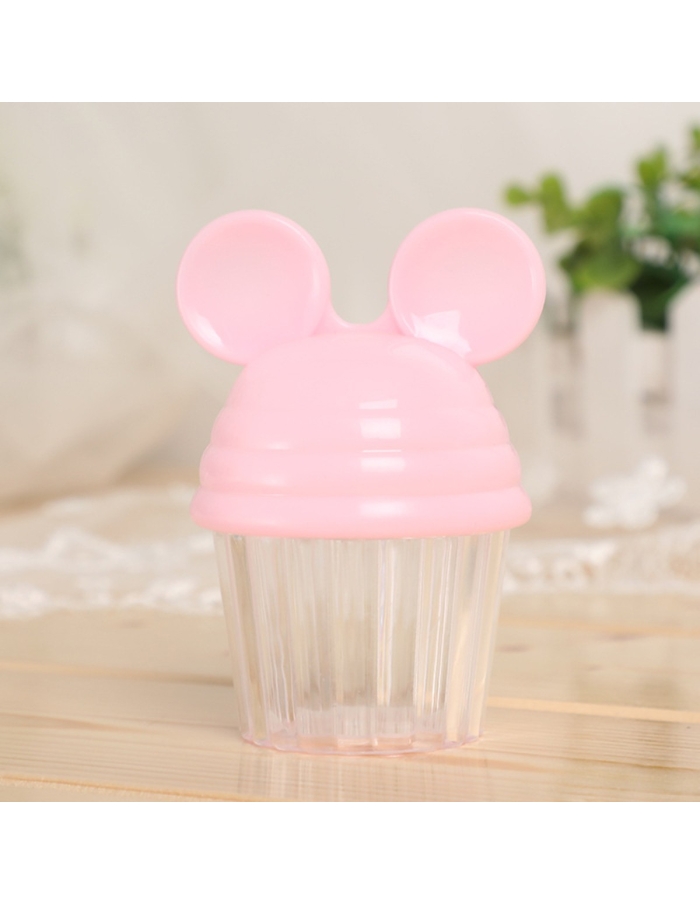 Marturie Botez Fetita Cutiuta acrilica briosa cu urechiuse baby pink 9cm
