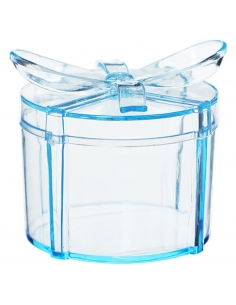 Cadou Acrilic Rotund Bleu cu fundita, caseta 6cm