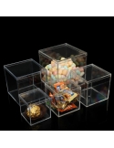 Cutie acrilica cu capac, cub transparent 6.5cm