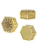 Cutie hexagonala baroque flower argintie, caseta 6cm