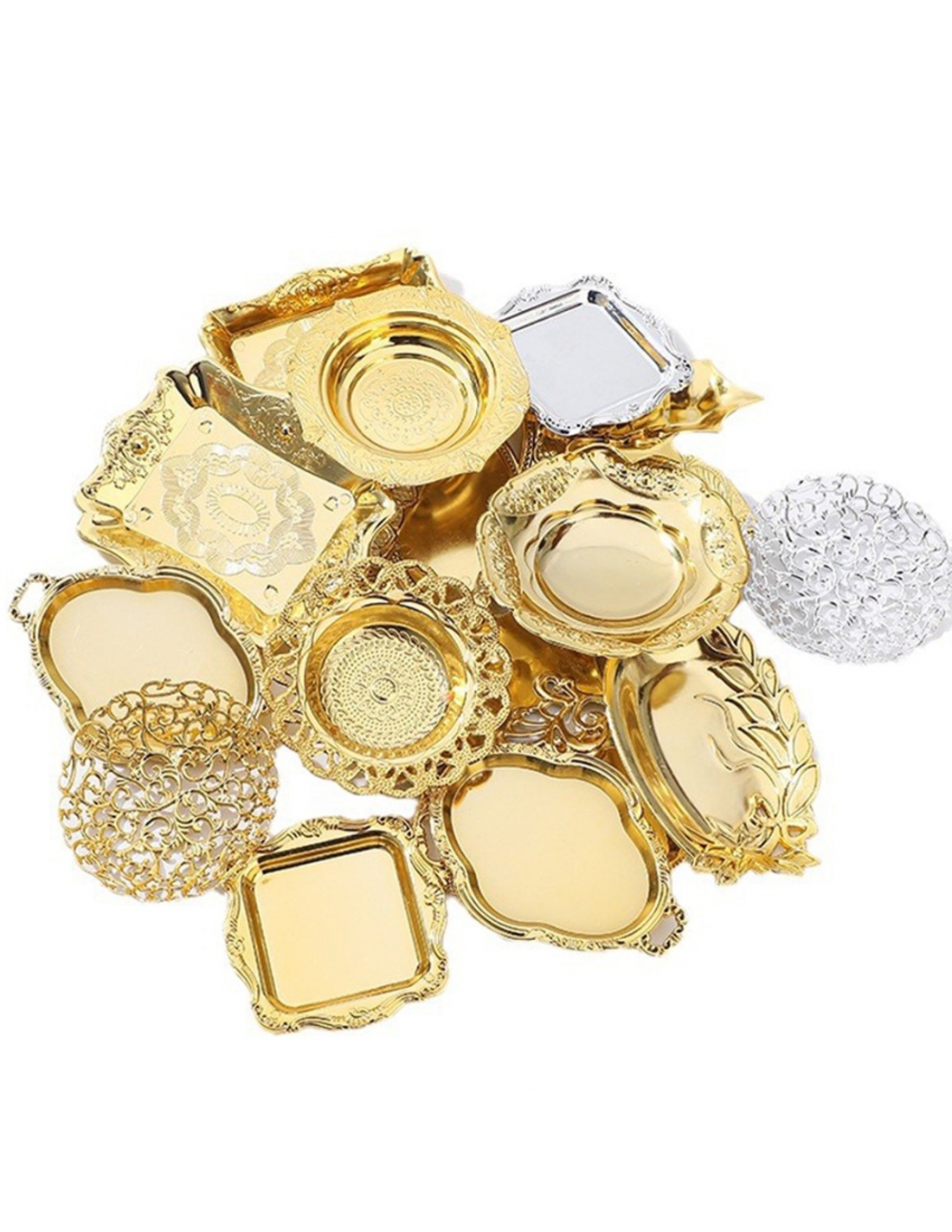 Mini tava aurie rotunda din plastic, marturie 10cm