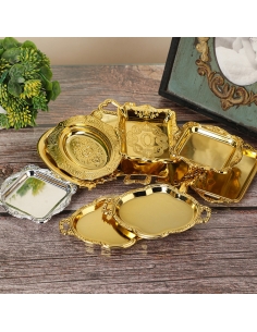 Mini tava aurie rotunda din plastic, marturie 10cm