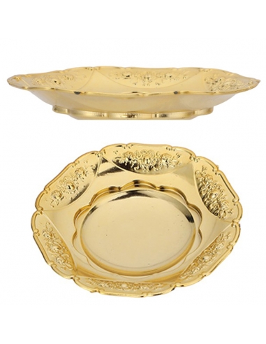 Mini tava aurie rotunda din plastic, marturie 10cm